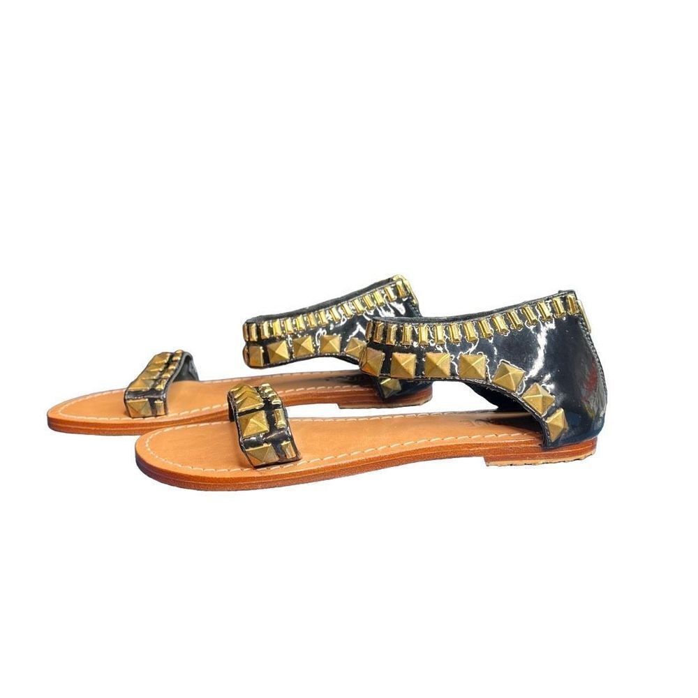 New Mystique black patent studded Sandals - Picture 3 of 12